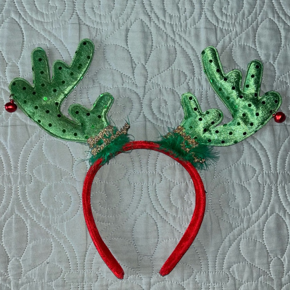 Festive Green Antler Headband